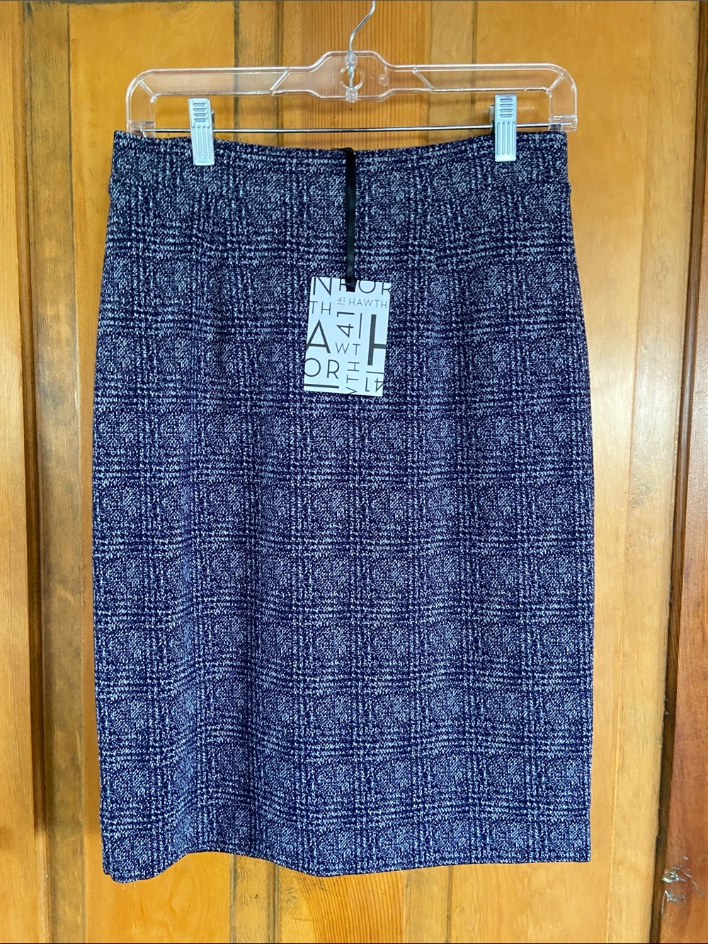 41 Hawthorn Navy Plaid Pencil Skirt